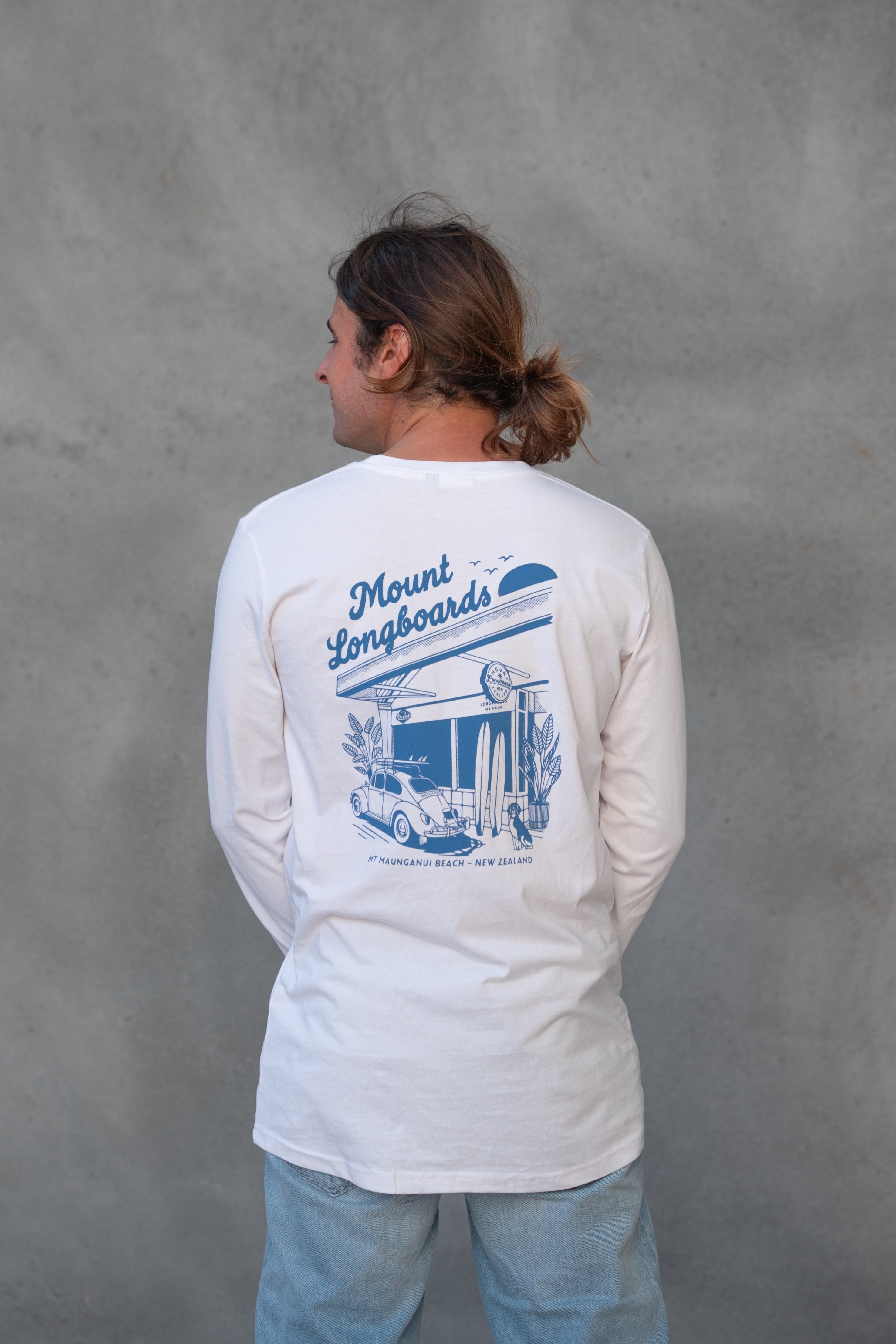 Longboards Store L/S tee - White - Mount Longboards