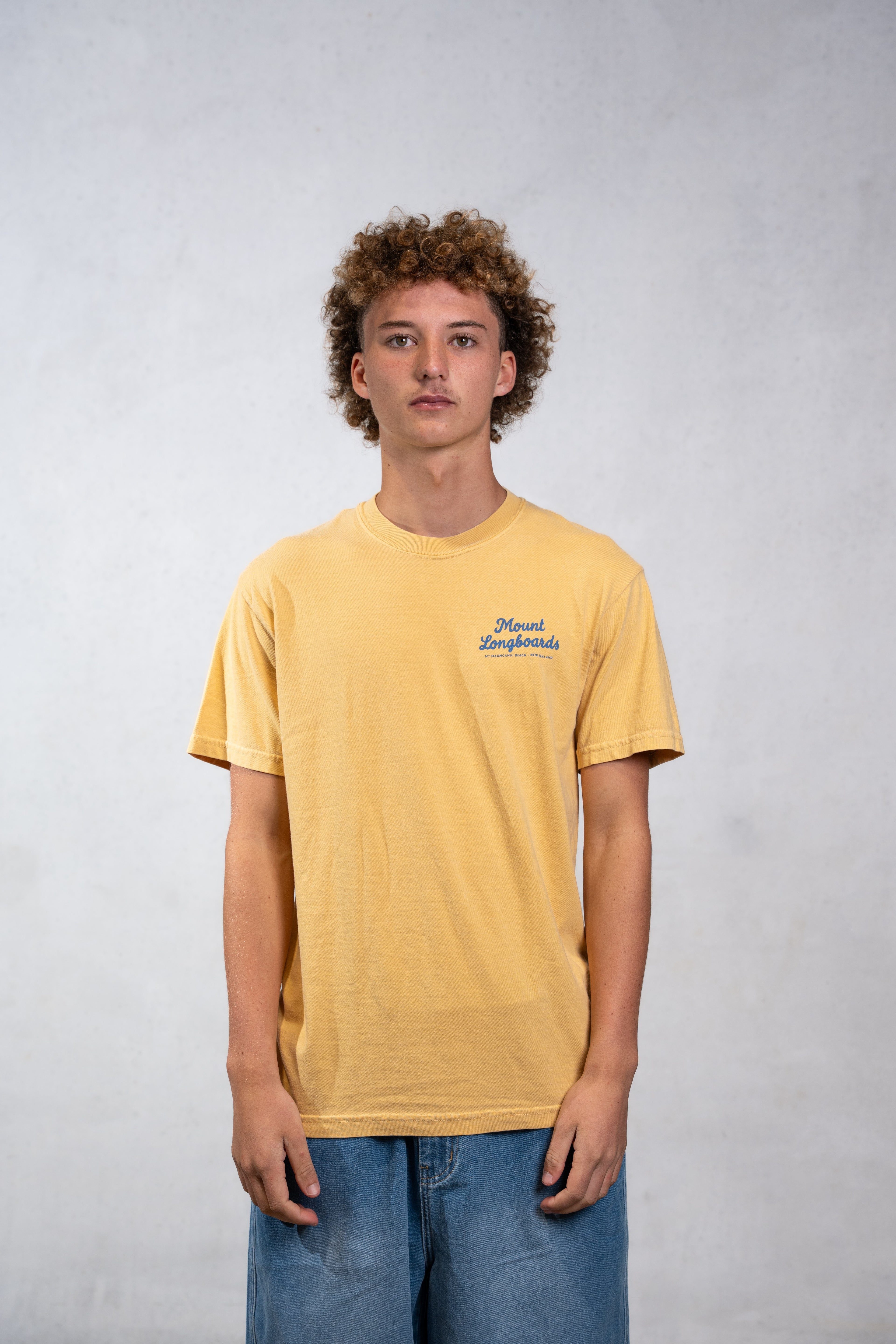 Longboards Store Tee - Mustard - Mount Longboards