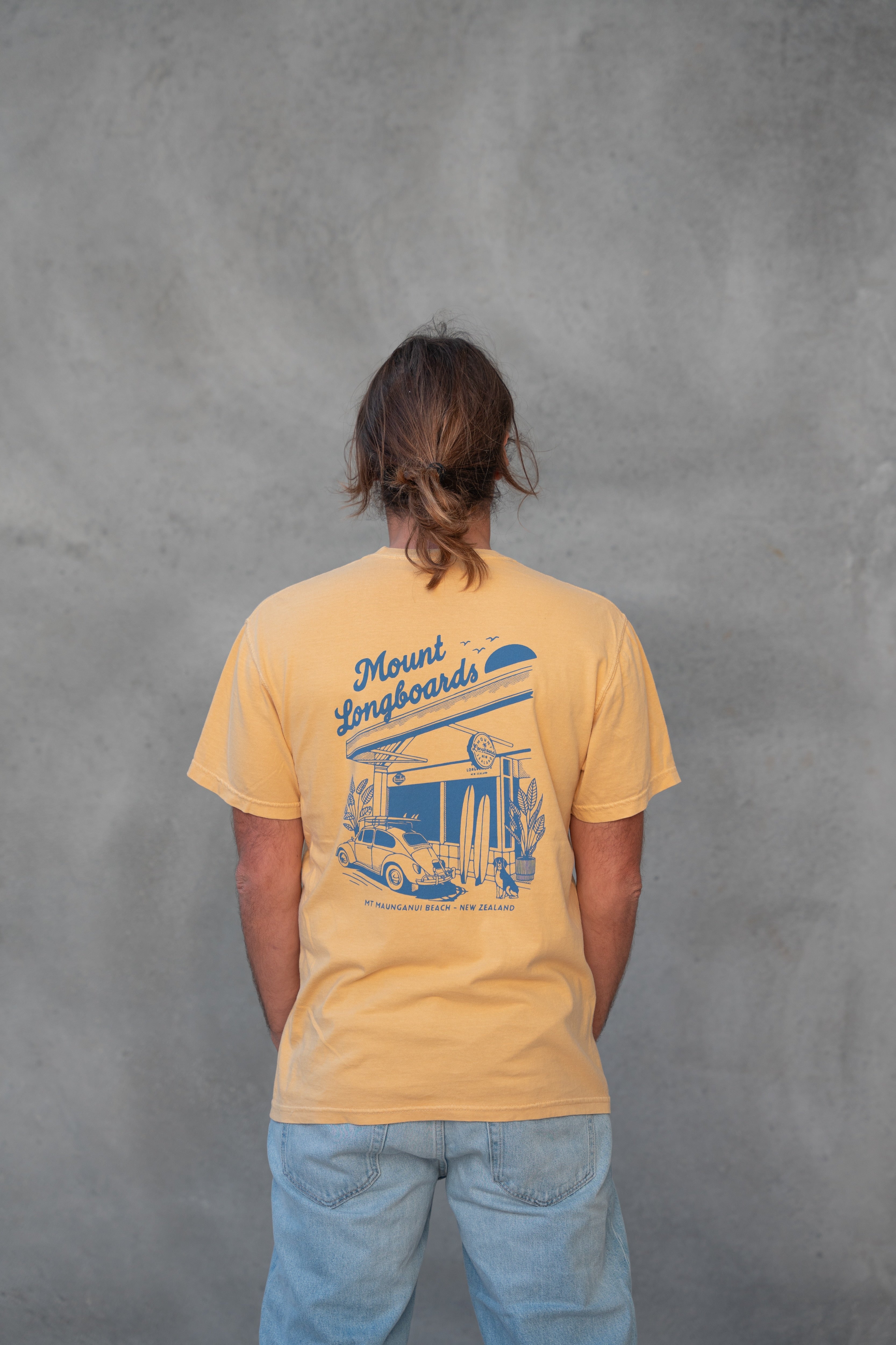 Longboards Store Tee - Mustard - Mount Longboards