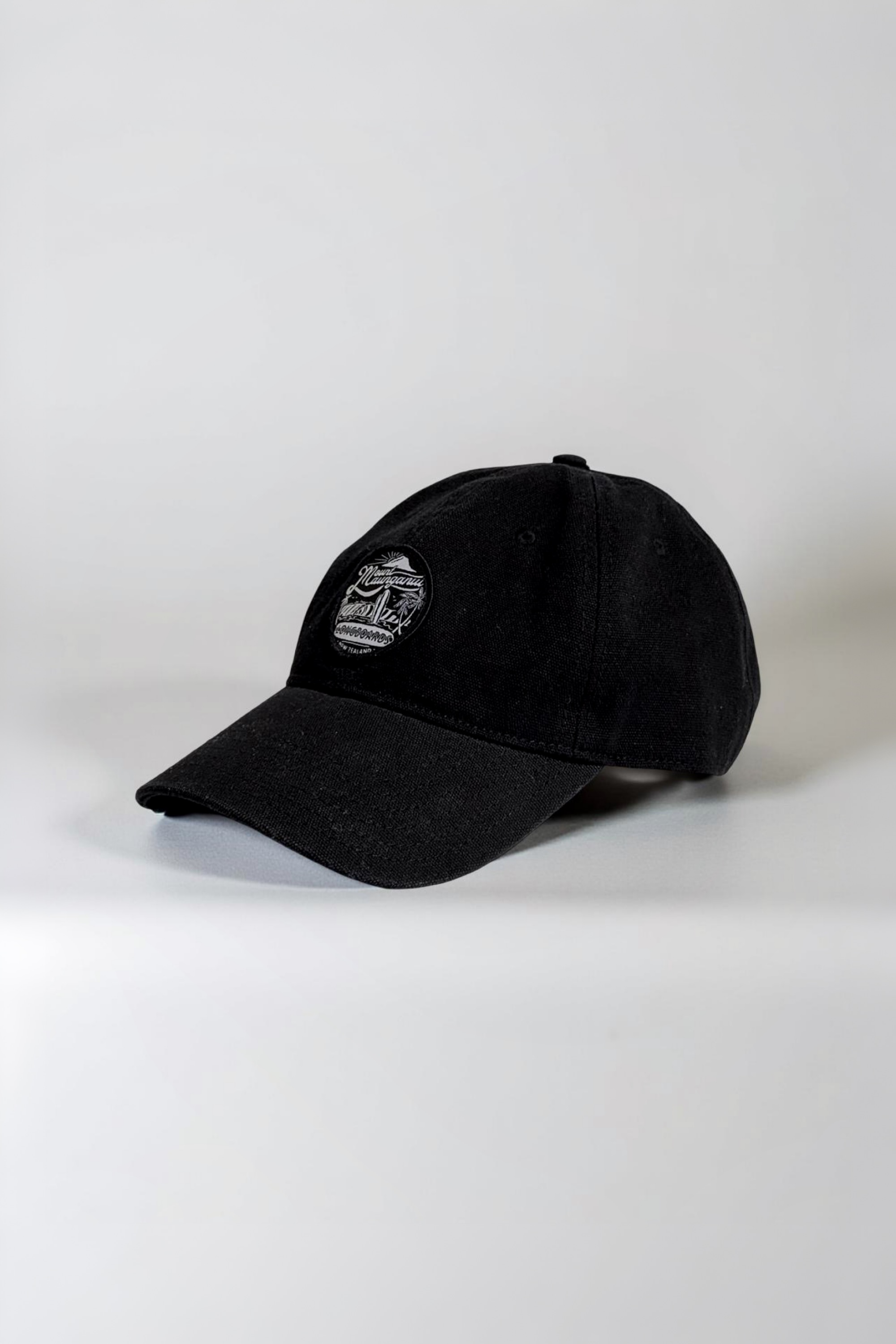 Retro Badge Cap - Black Canvas - Mount Longboards