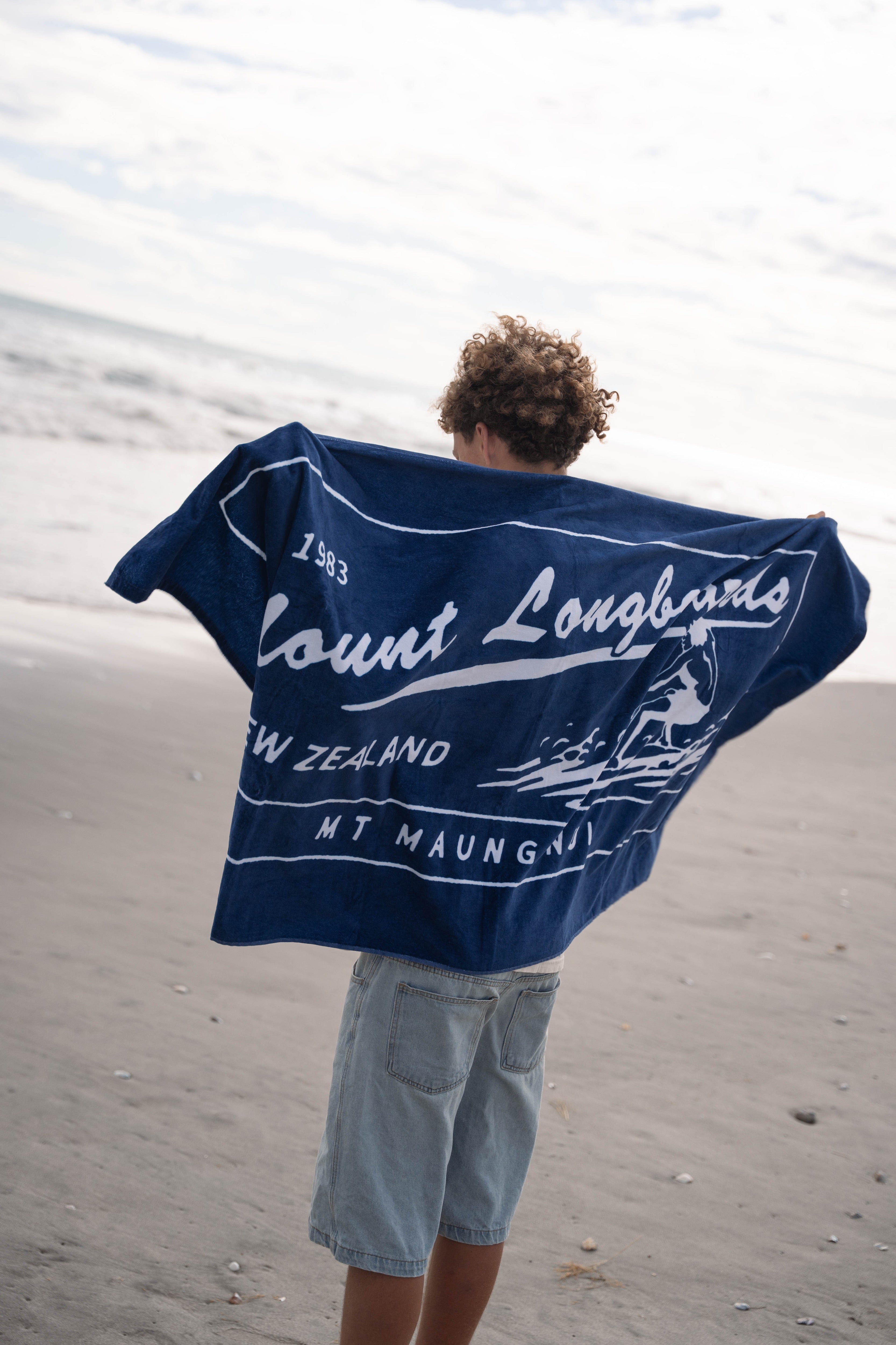 Retro Beach Towel - Navy - Mount Longboards