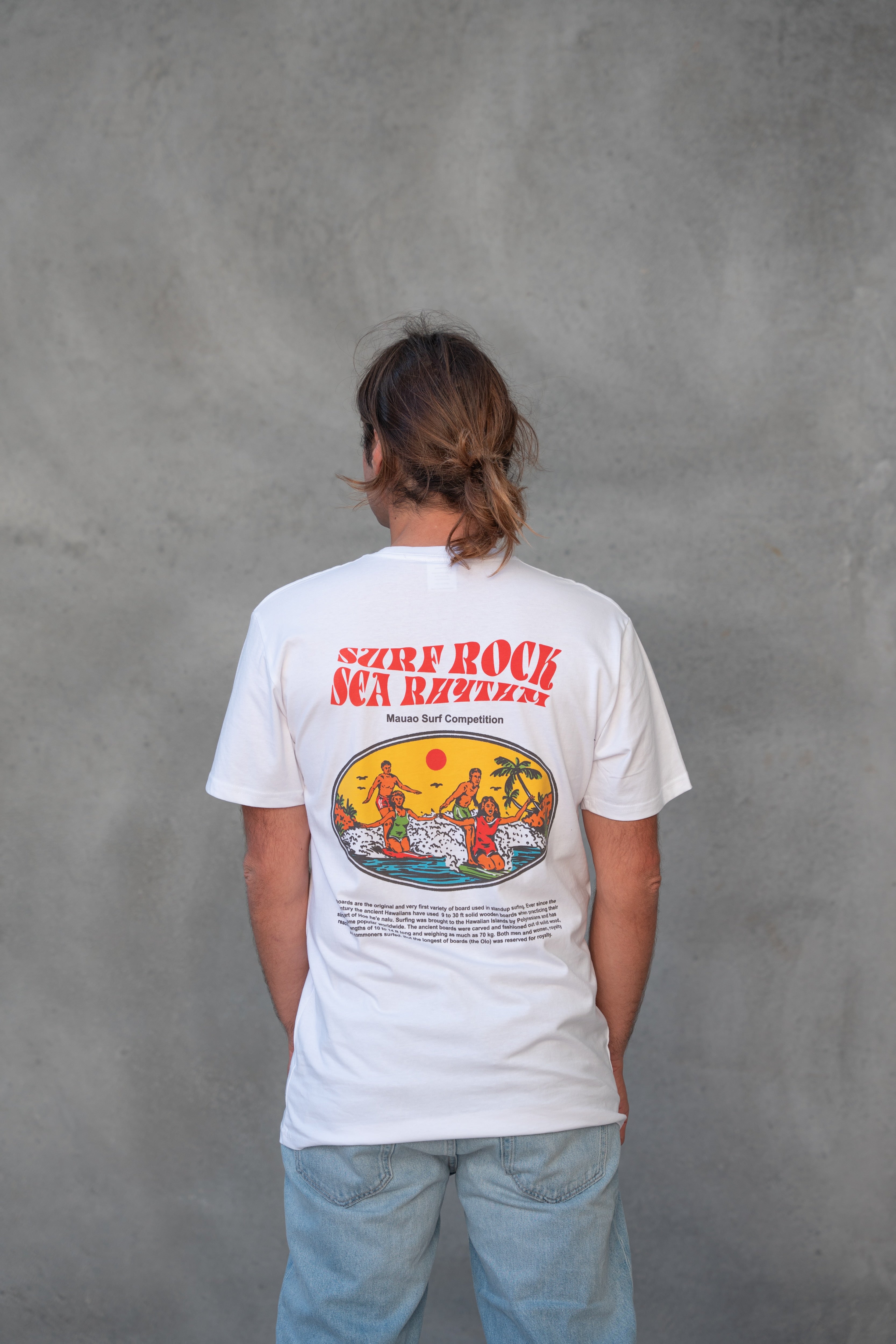 Surf Rock Vintage Tee - White - Mount Longboards
