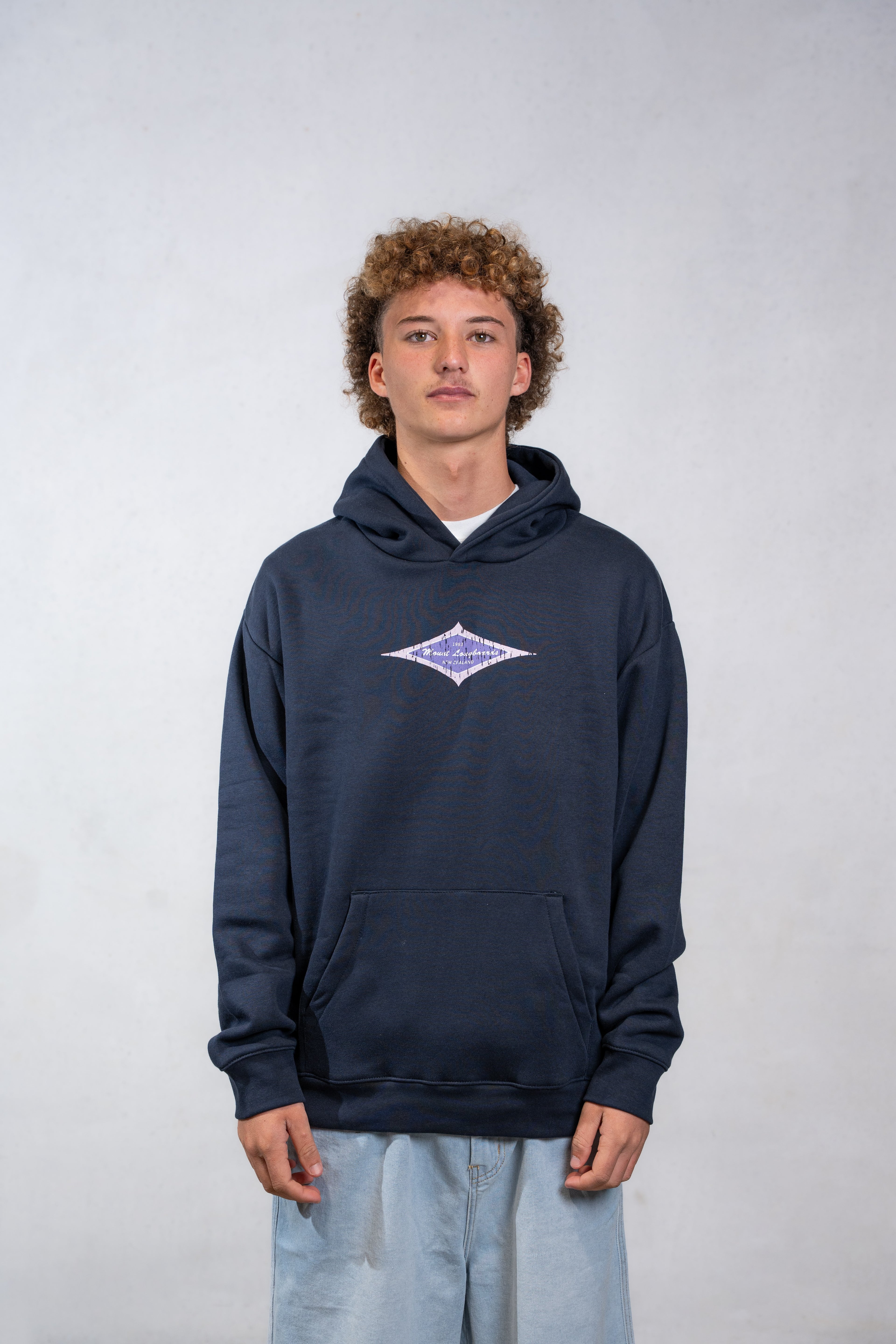 Vintage 80s Diamond Hoodie - Navy - Mount Longboards