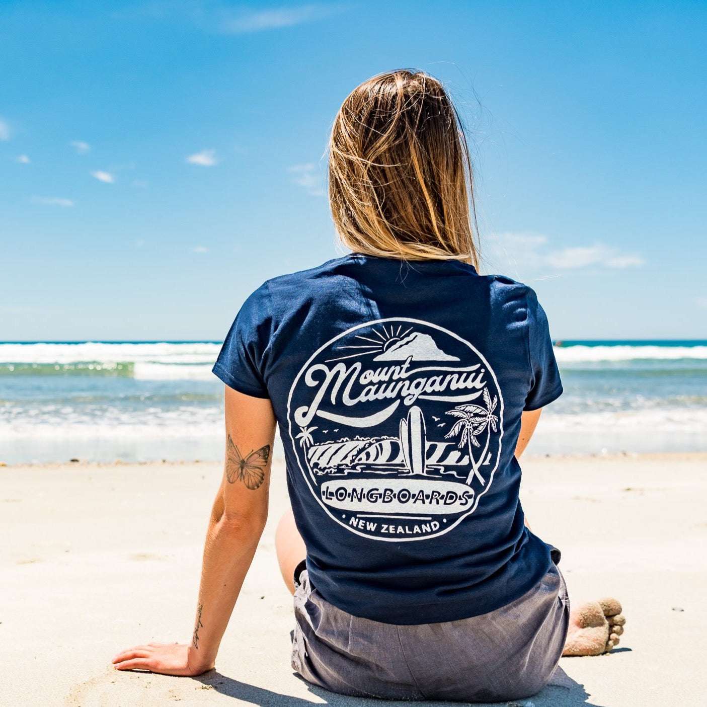 Mount Retro Women's Tee - Navy - Mount Longboards