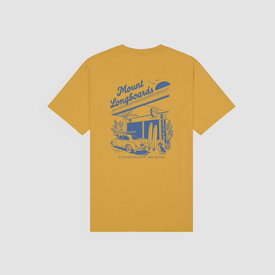 Longboards Store Tee - Mustard - Mount Longboards