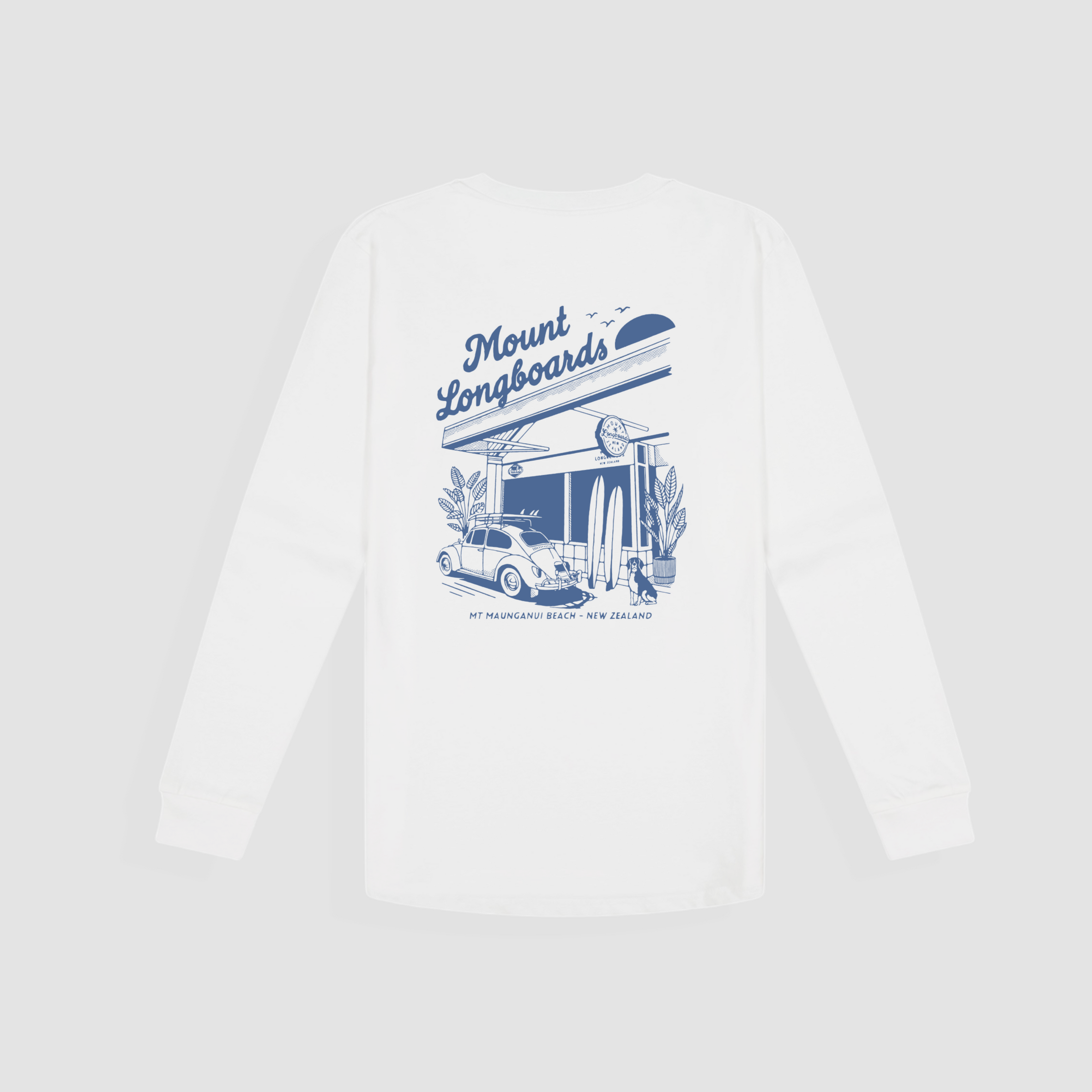 Longboards Store L/S tee - White - Mount Longboards