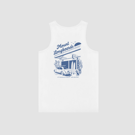 Longboards Store Singlet - White - Mount Longboards