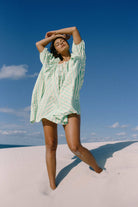 Chloe Summer Dress - Seafoam Cotton Stripe - Mount Longboards
