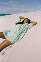 Chloe Summer Dress - Seafoam Cotton Stripe - Mount Longboards