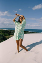Chloe Summer Dress - Seafoam Cotton Stripe - Mount Longboards