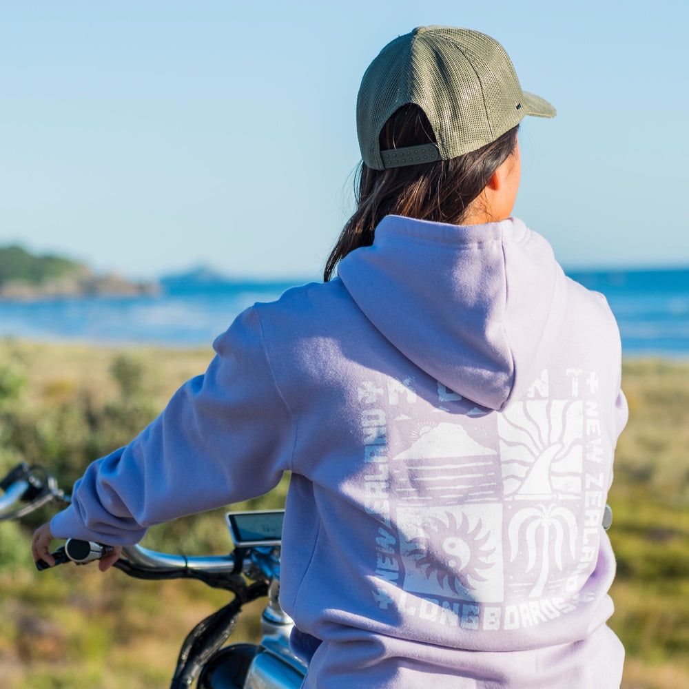 Surf Poster Hoodie - Lavender - Mount Longboards