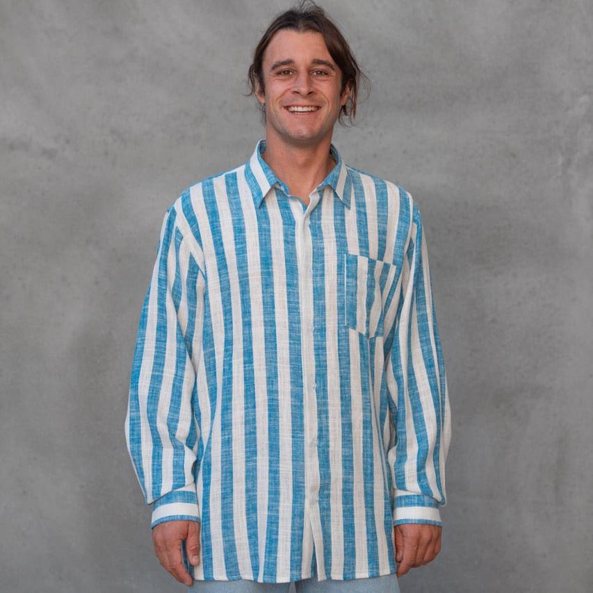 Men’s Beach Shirt - Hawaiian Blue - Mount Longboards