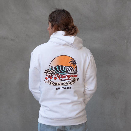 Mt Maunganui Surf Hoodie - White - Mount Longboards