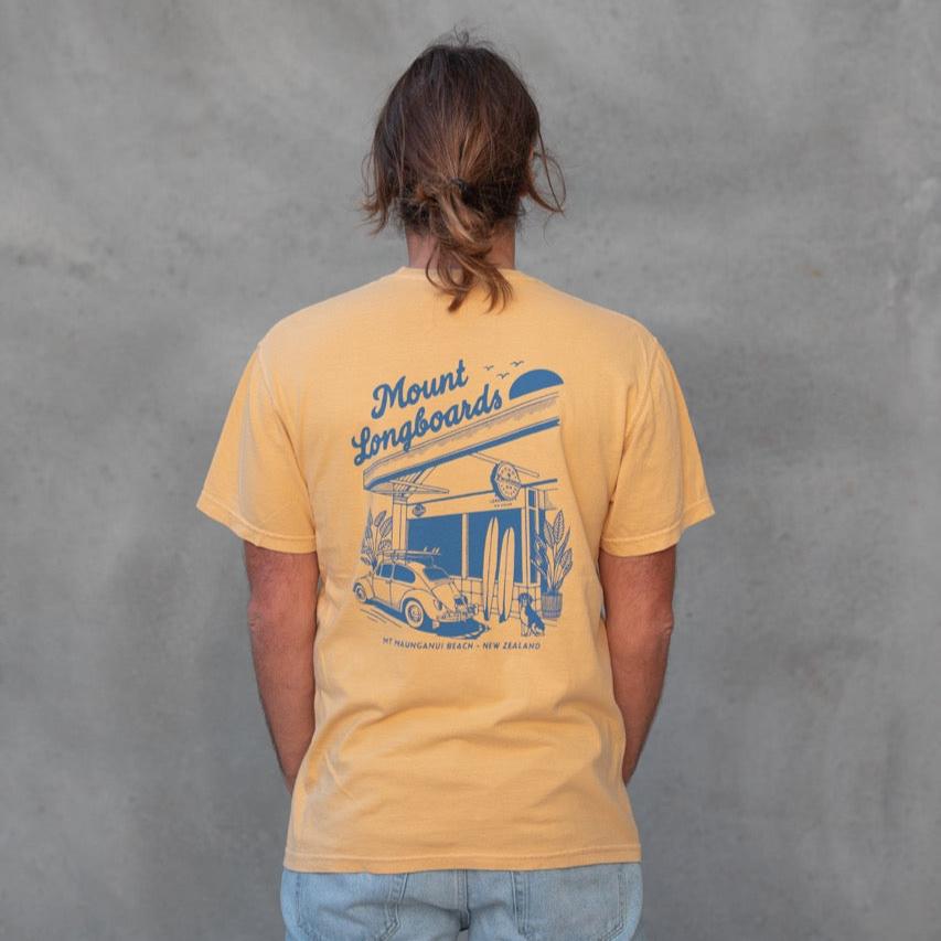 Longboards Store Tee - Mustard - Mount Longboards