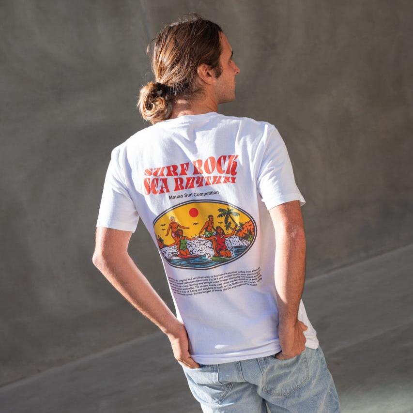 Surf Rock Vintage Tee - White - Mount Longboards