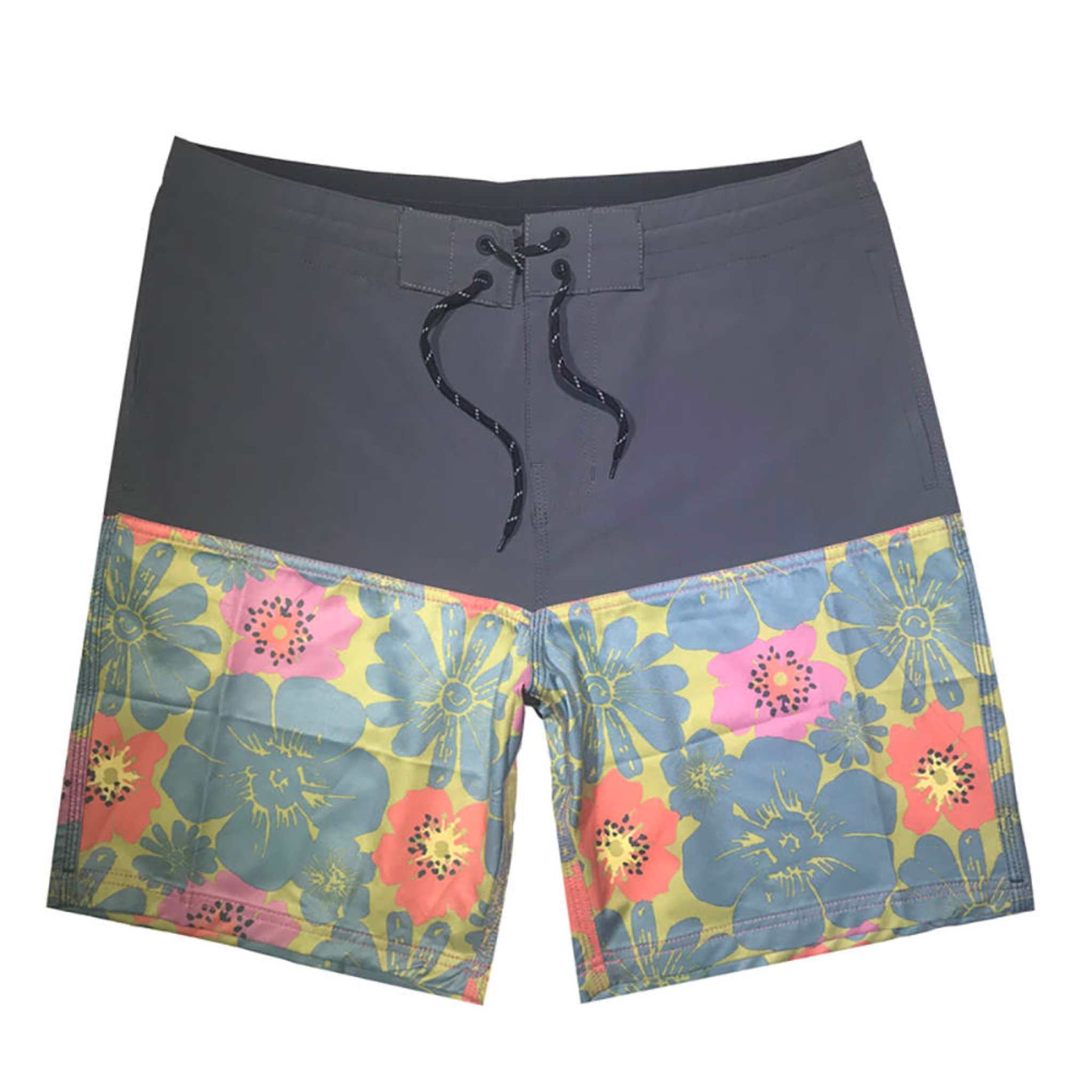 Aloha Retro Board Shorts with vintage floral design and classic fit.