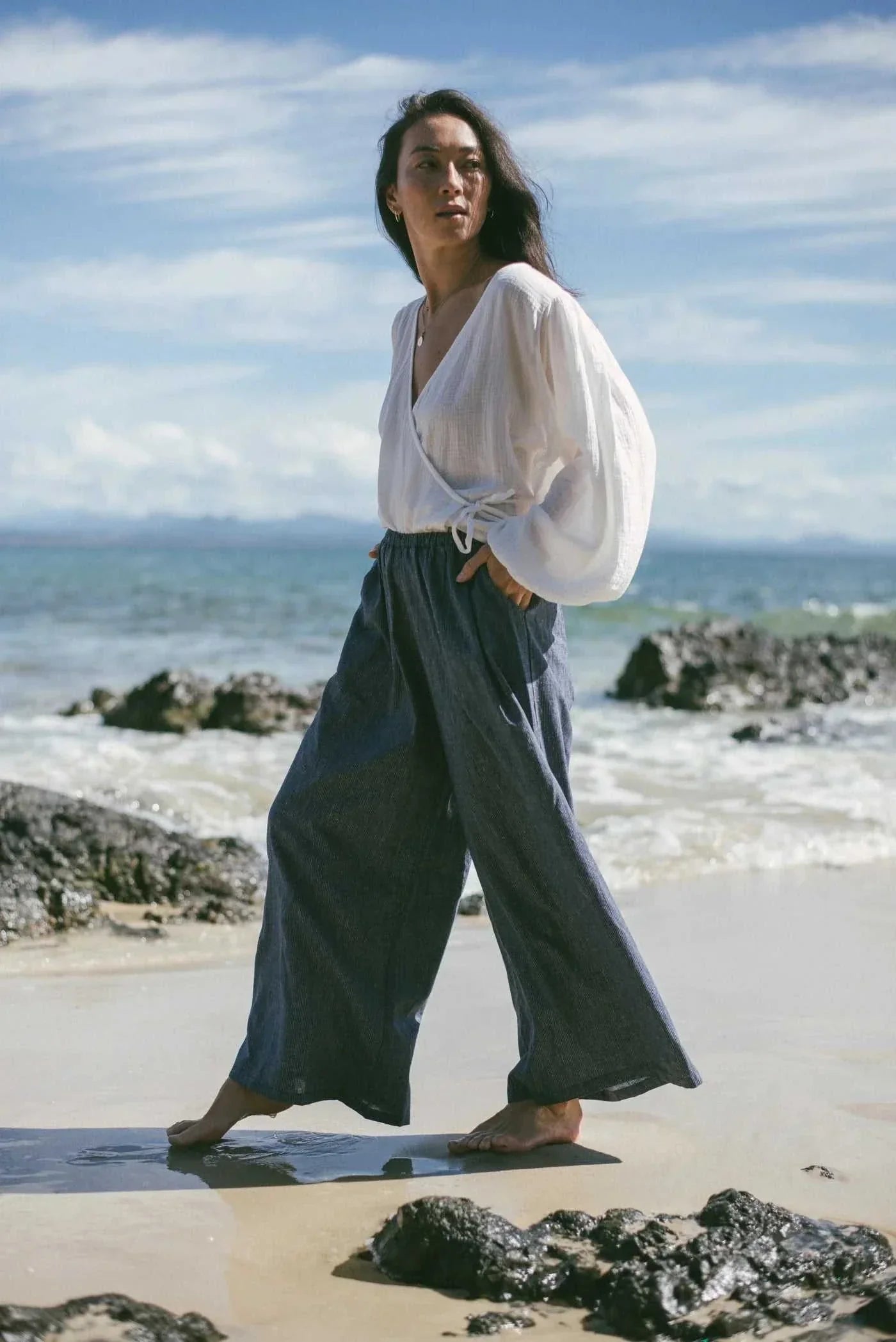 Ivy Pants Navy Pinstripe - Mount Longboards