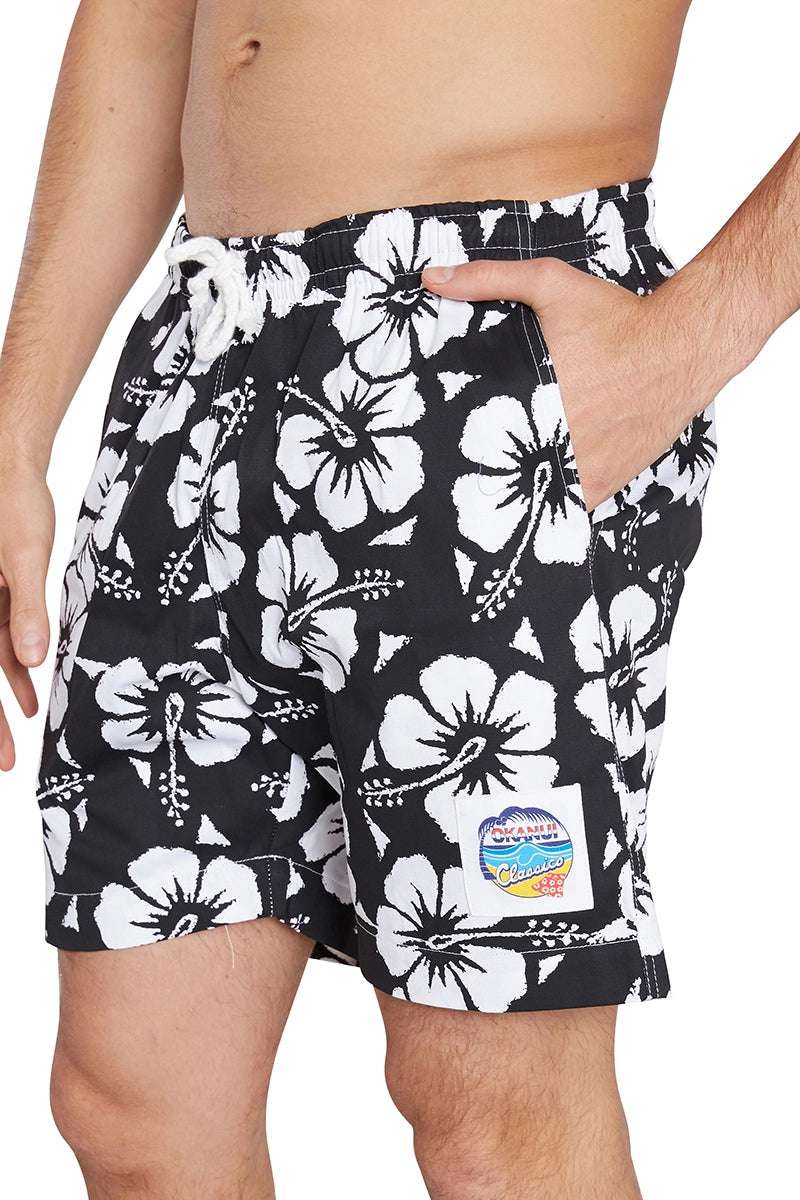 Classic Short Shorts - Hibiscus Black - Mount Longboards