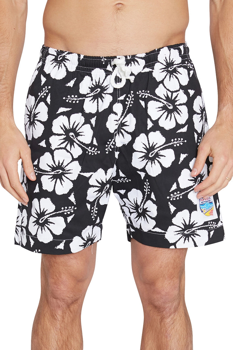 Classic Short Shorts - Hibiscus Black - Mount Longboards