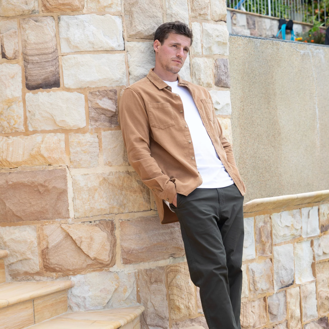 Corduroy Long Sleeve Shirt - Brown - Mount Longboards