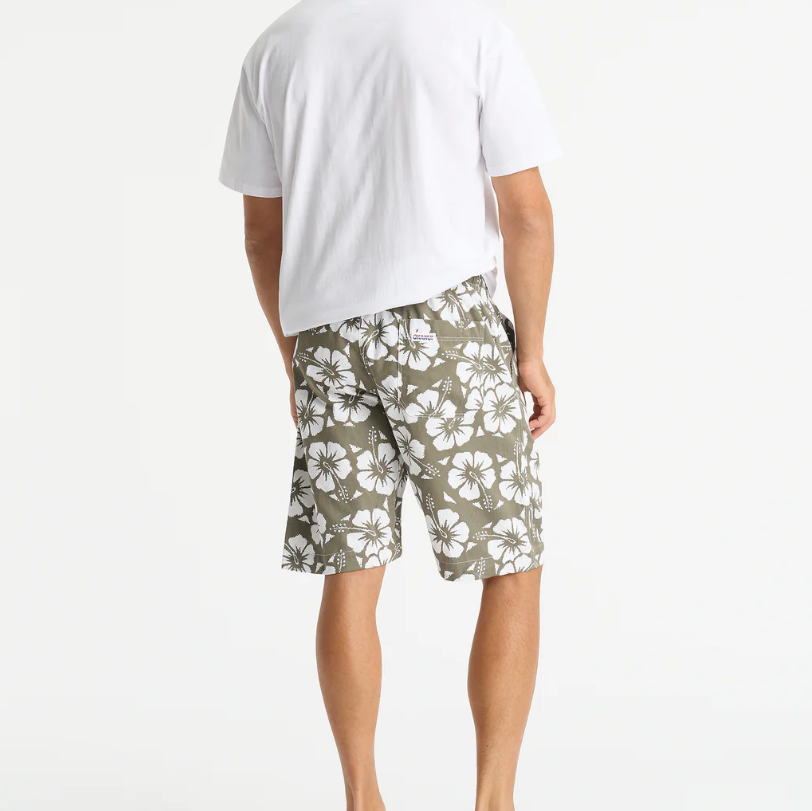 Classic Hibiscus Shorts - Olive - Mount Longboards