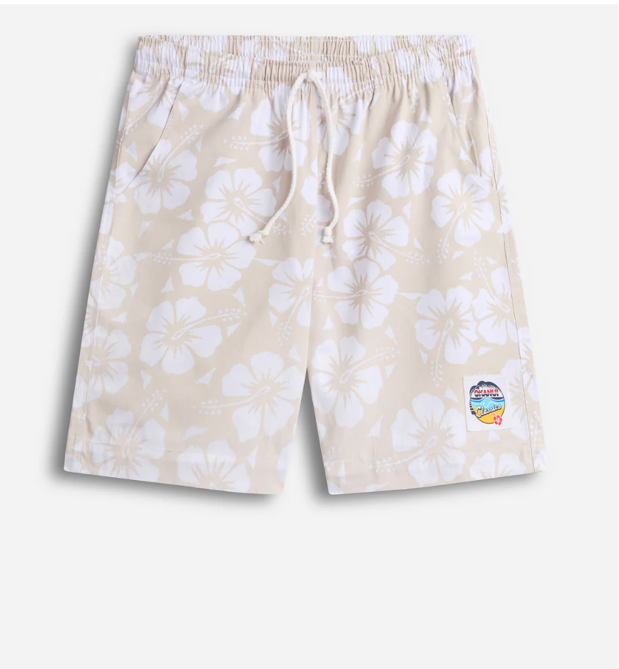 Classic Hibiscus Shorts - Stone - Mount Longboards