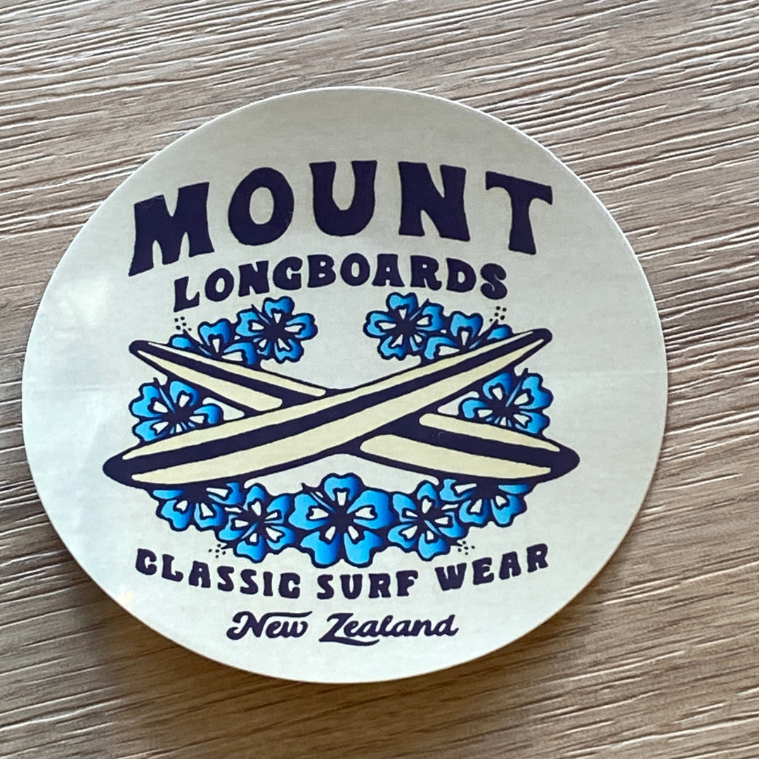 Longboards & Hibiscus Logo Sticker - Mount Longboards 