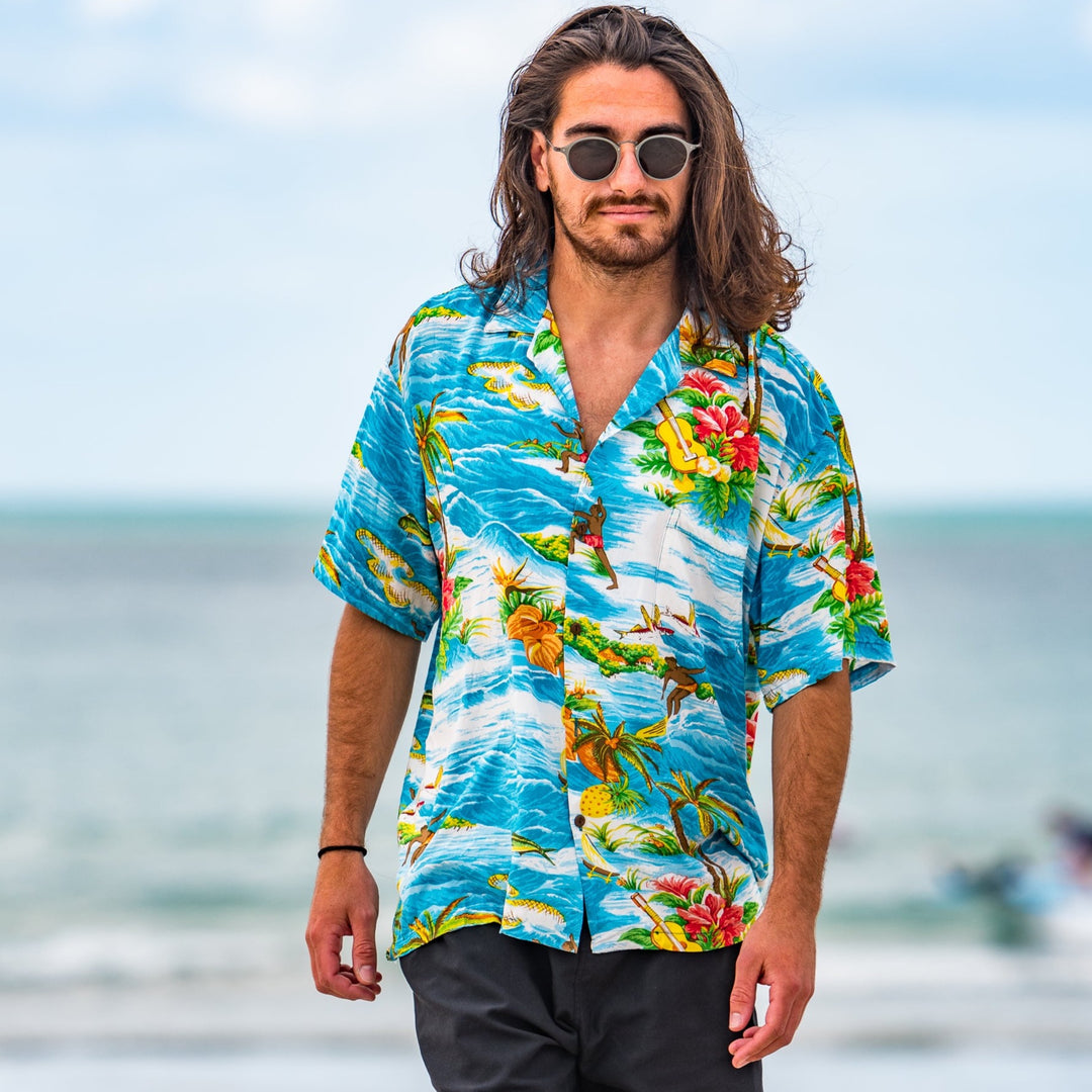 Ocean Pacific Hawaiian Shirt - Aqua - Mount Longboards 