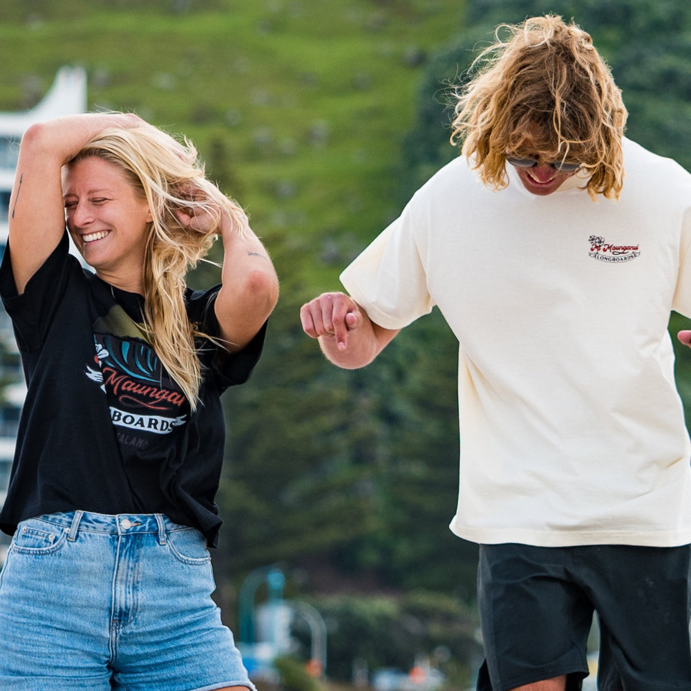 Boyfriend Surf Tee - Black - Mount Longboards 