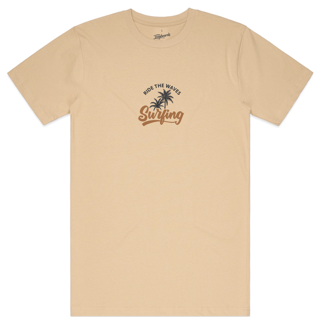 Ride the Waves Tee - Sand - Mount Longboards New Zealand 