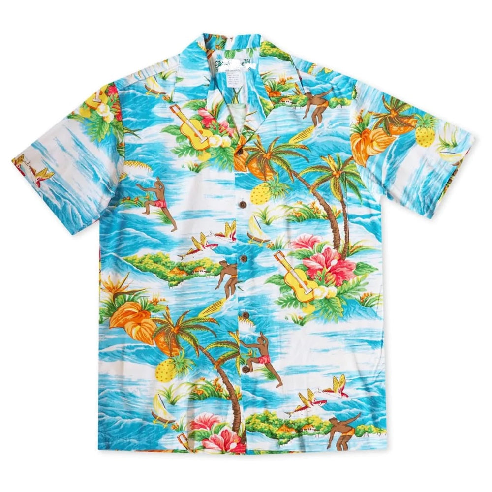 Ocean Pacific Hawaiian Shirt - Aqua - Mount Longboards 