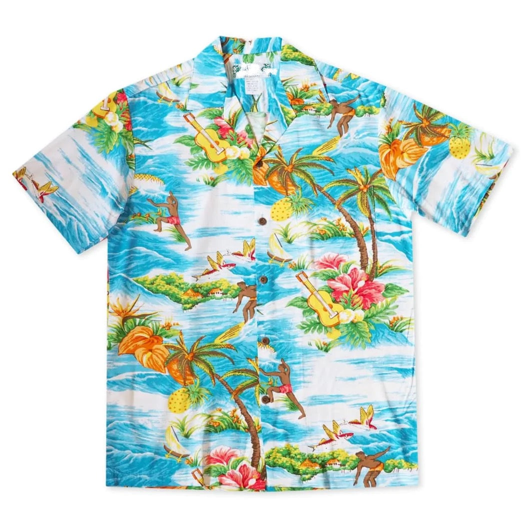 Ocean Pacific Hawaiian Shirt - Aqua | Mount Longboards